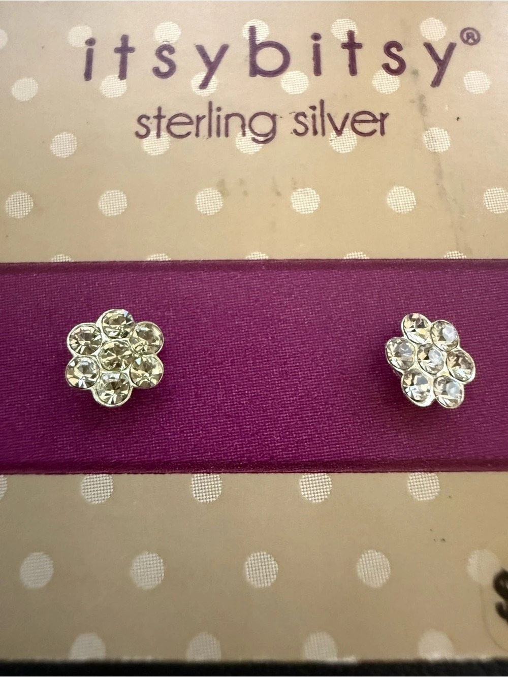 itsy bitsy Sterling Silver Crystal Flower Stud Earrings Floral Stud Earrings NWT